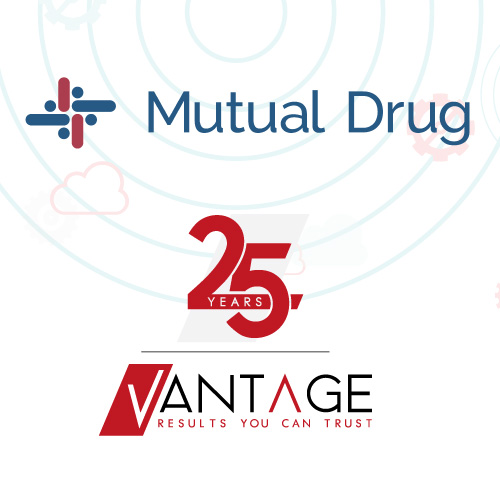 Image of Mutual Drug Logo with 25 Years of Vantage